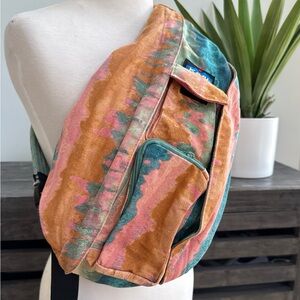 KAVU Rope Sling Bag Multicolor Crossbody Backpack Outdoor Travel Festival EUC